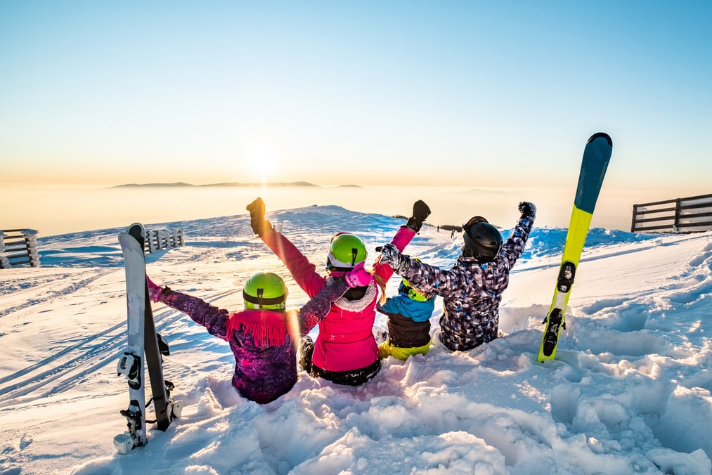 Family on skiing