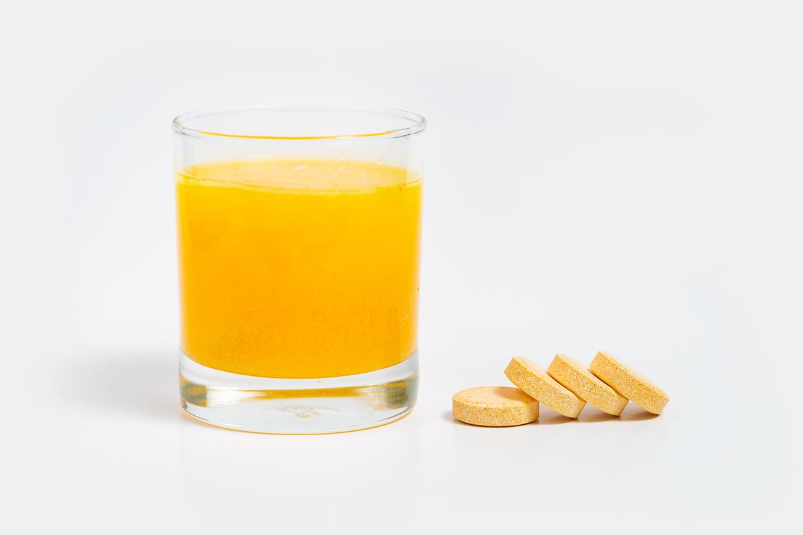 Effervescent tablet of vitamin c and zinc supplement