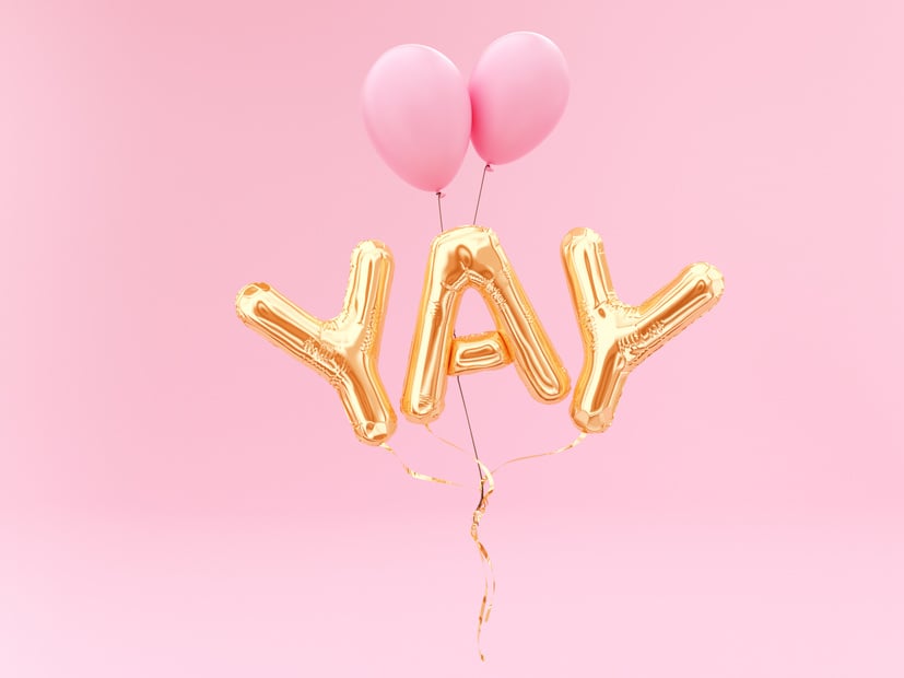 YAY Word Foil Balloon Letters 3D Rendering