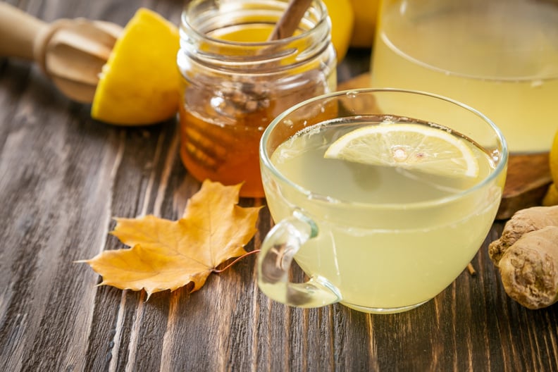 Autumn Hot Drink - Ginger, Lemon, Honey Tea and Ingredients